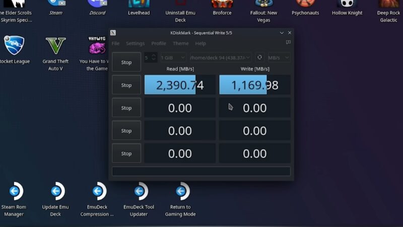 benchmarking the New SSD in steam deck